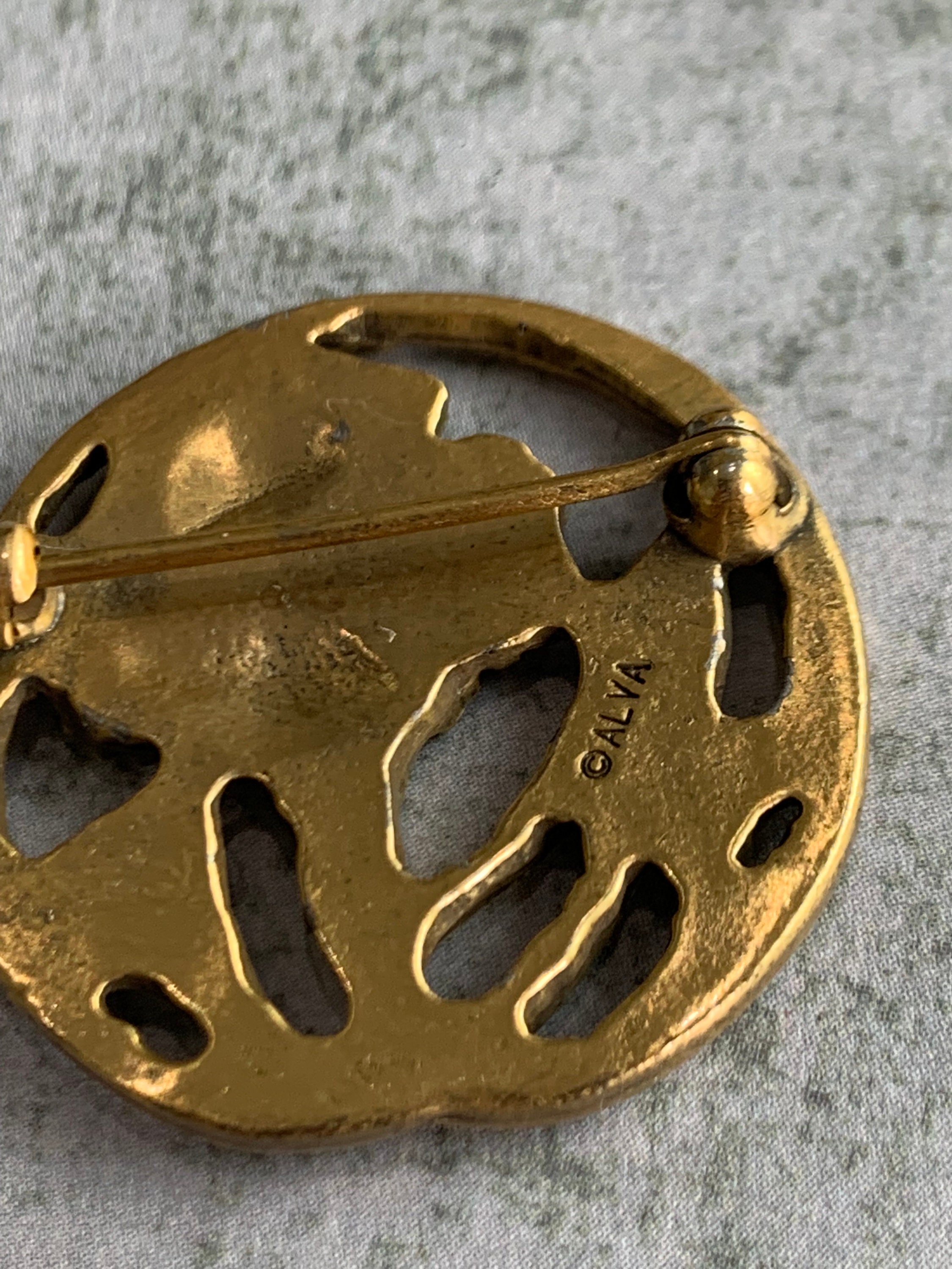 Vintage Alva Museum Replica Gold Tone Flower Brooch - Etsy