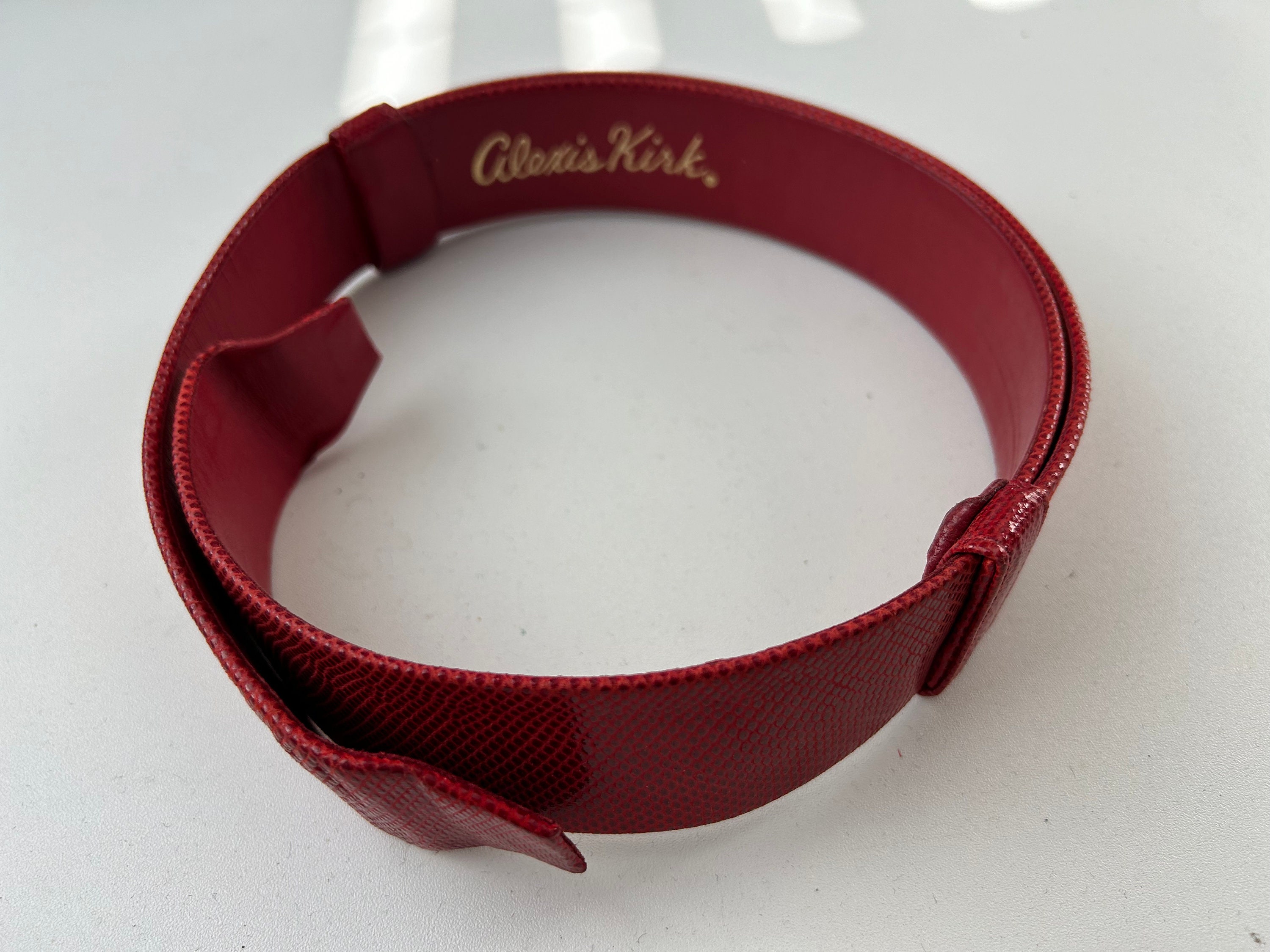ALEXIS KIRK Red Snakeskin Belt ALEXIS KIRK VINTAGE NEW Belt Black Genuine Snakeskin w/ Gold  main image 2