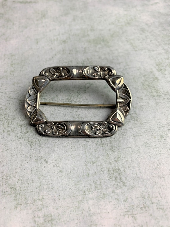 Antique Sterling Buckle Style Sash Pin Brooch