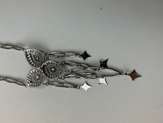 Vintage Silver Tone Dangle Statement Necklace - image 7