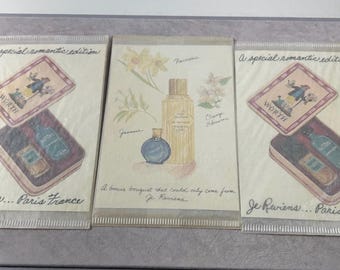 3 Vintage Je Reviens Perfume Sample  Order Form Cards