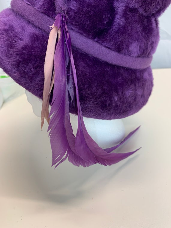 Vintage Empress Purple Velvet Hat with Feathers and M… Gem
