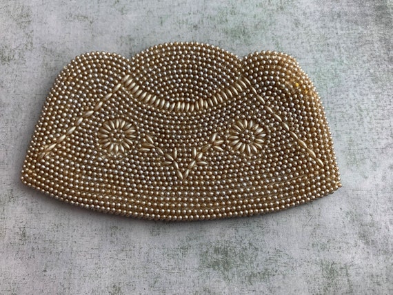 Vintage Japan Faux Seed Pearl Clutch Purse - image 1