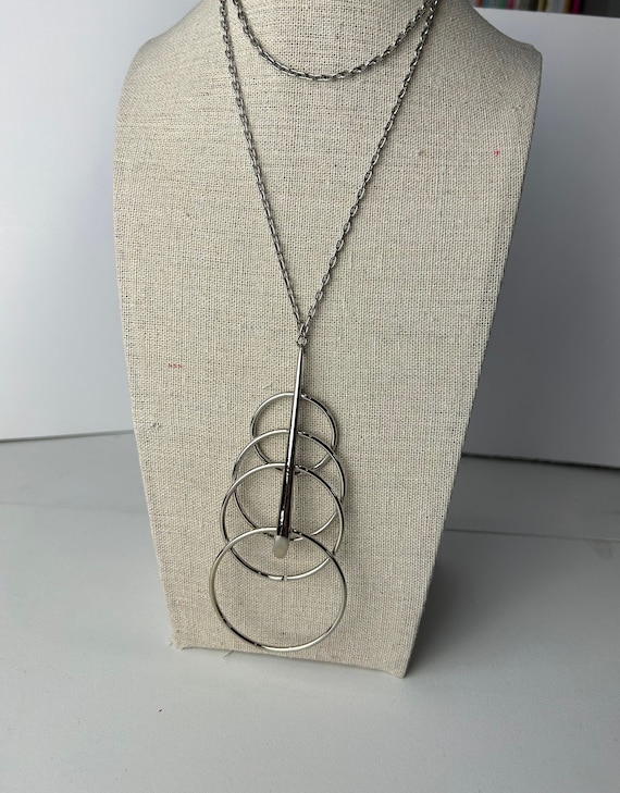 Vintage Silver Articulated Circles Necklace - image 1