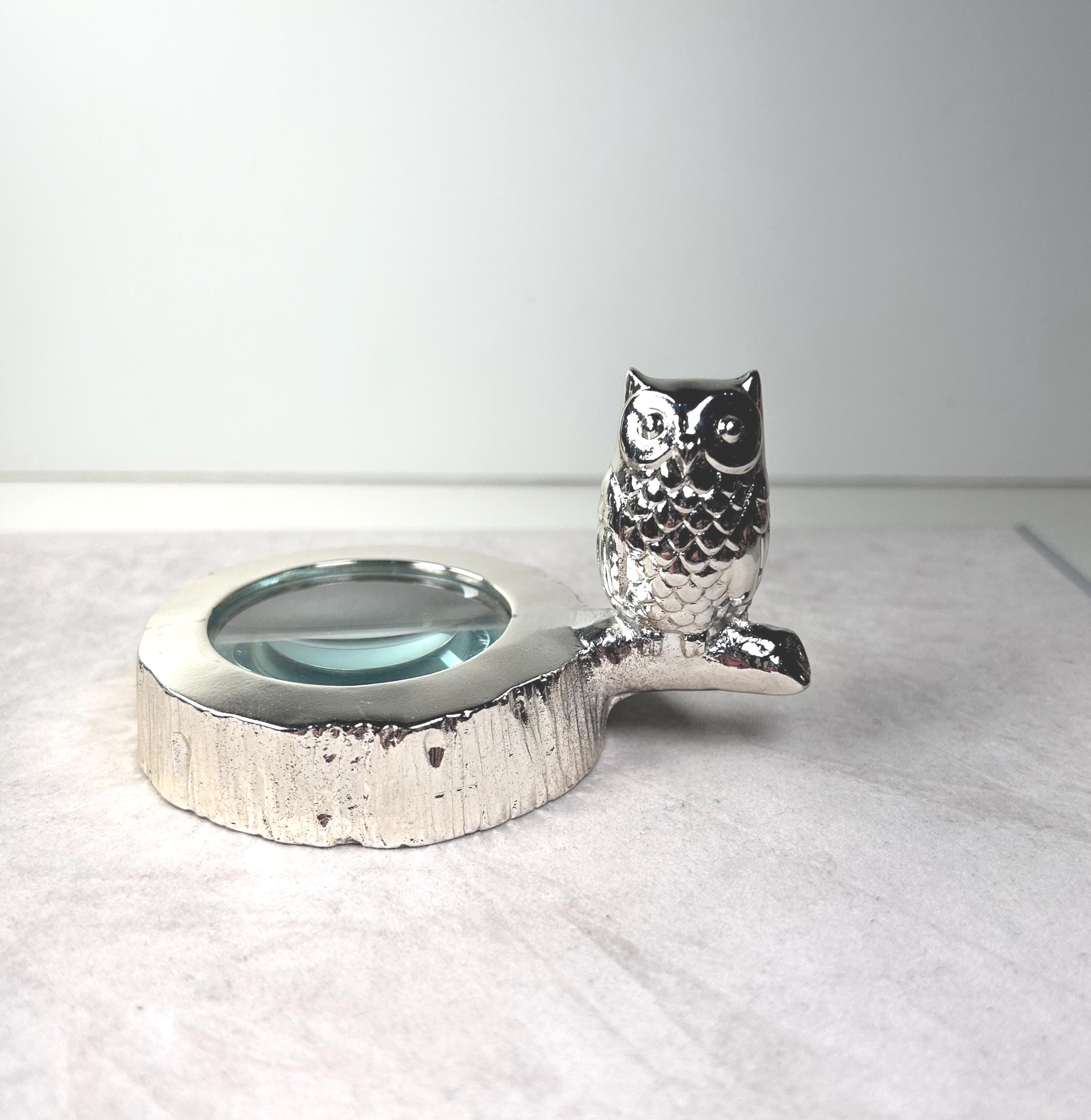 Vintage Japan Silver Owl Magnifying Glass
