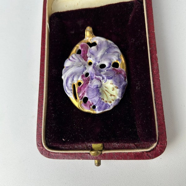 Vintage Rosenthal Bavaria Irises Ceramic Pendant