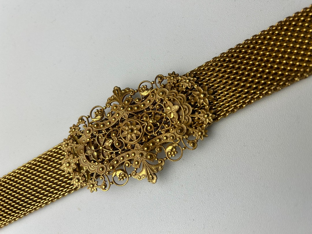 Vintage Miriam Haskell Mesh Gold Tone Belt - Etsy