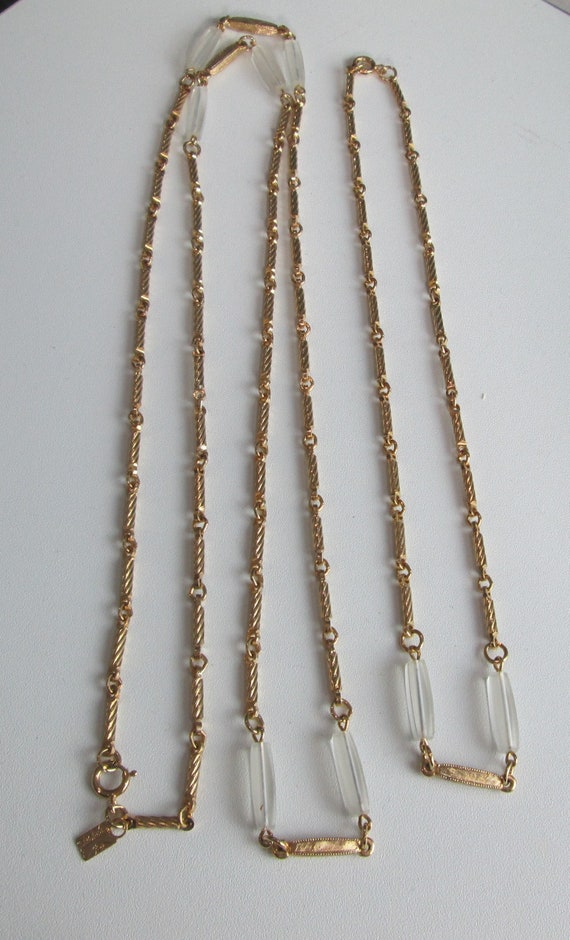 Vintage Emmons Gold and Clear Bead Necklace Set