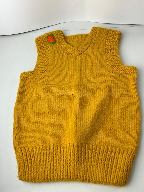 Vintage Mustard Yellow Hand Knit Child's Sweater V