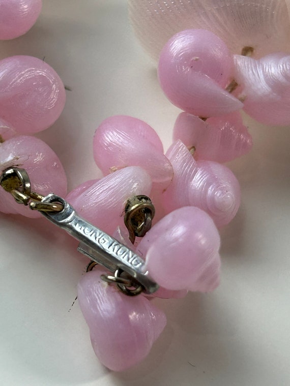 Vintage Hong Kong Pink Shell Necklace and Clip On… - image 7