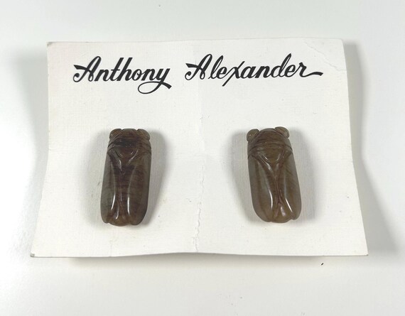 New Anthony Alexander Green Glass Cicada Clip On Earrings