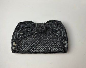 Vintage Michel Swiss Paris Grey Beaded Clutch