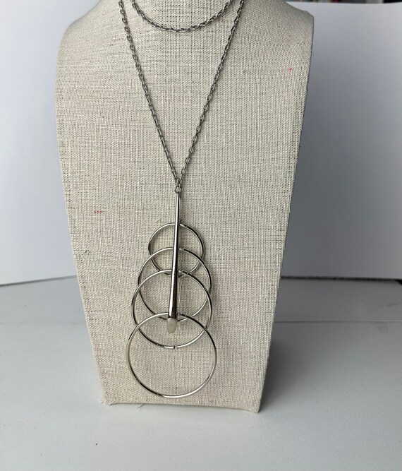 Vintage Silver Articulated Circles Necklace - image 3