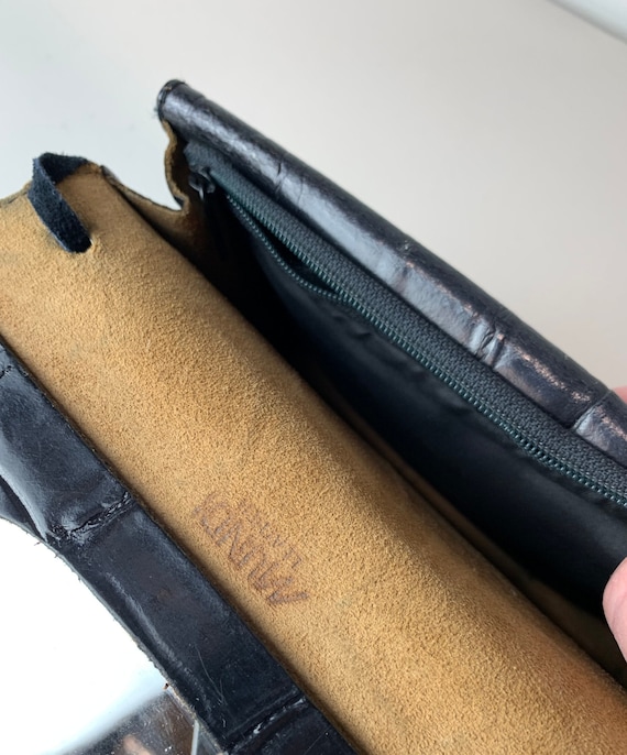 Vintage Mundi Leather Black Textured Handbag - image 9