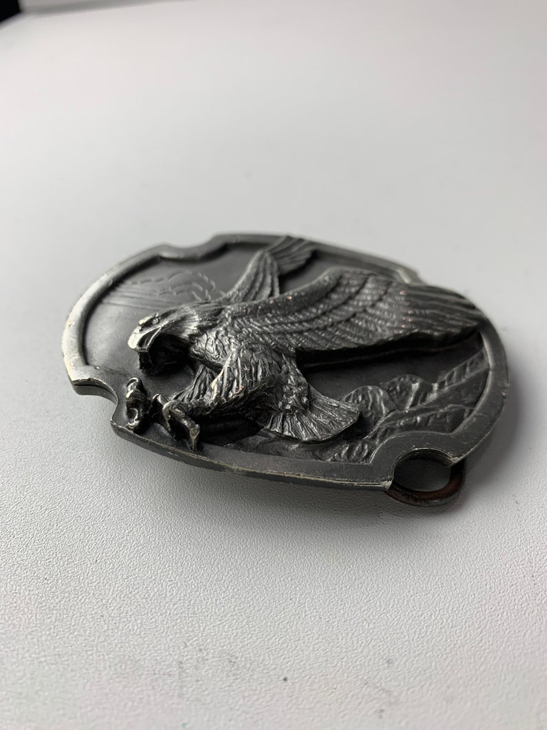 Vintage Eagle Bergamot Brass Works Silver Tone Belt Buckle Etsy