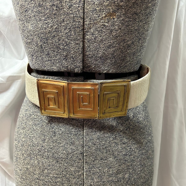 Vintage Elaine Coyne Leather Modernist Belt Size S/M