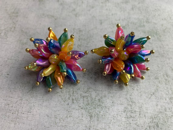 Colorful Vintage Aurora Borealis Rainbow Flower C… - image 1