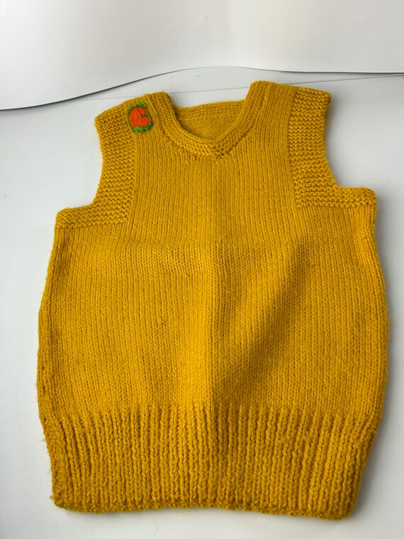 Vintage Mustard Yellow Hand Knit Child's Sweater … - image 5