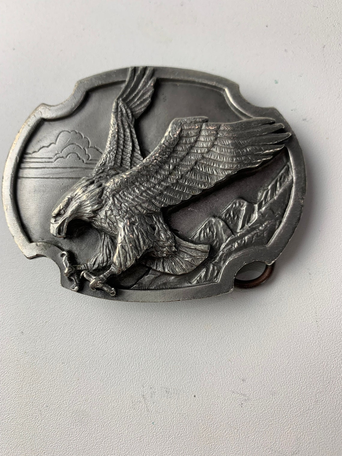 Vintage Eagle Bergamot Brass Works Silver Tone Belt Buckle Etsy