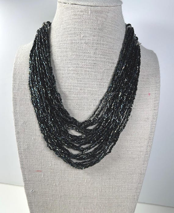 Vintage Japan Oil Slick Seed Bead Necklace