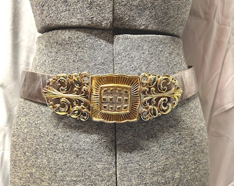 Vintage Alexis Kirk Large Gold Tone Etruscan Style Belt  display picture 1