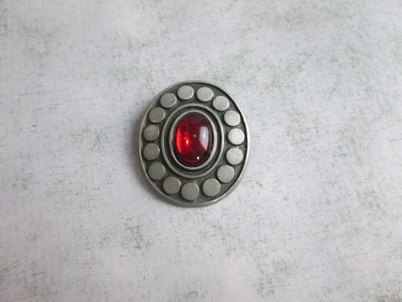 Vintage Sweden Pewter Brooch/Pendat Combo  Signed… - image 2