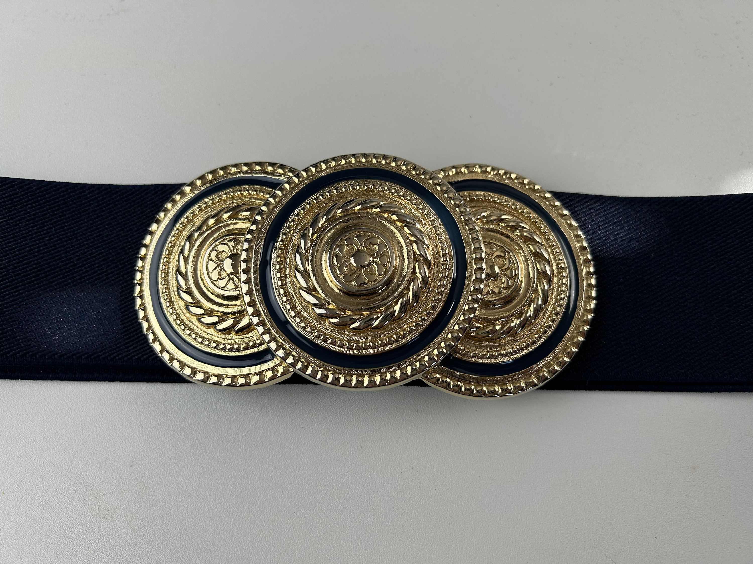 Navy Stretch Belt With Gold - Etsy display picture 1