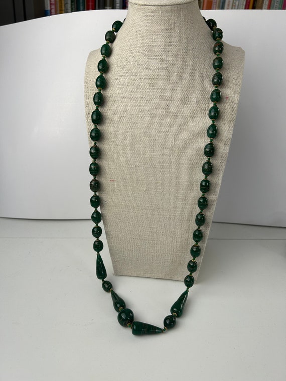Vintage Green and Gold Venetian Glass Beaded Neck… - image 10