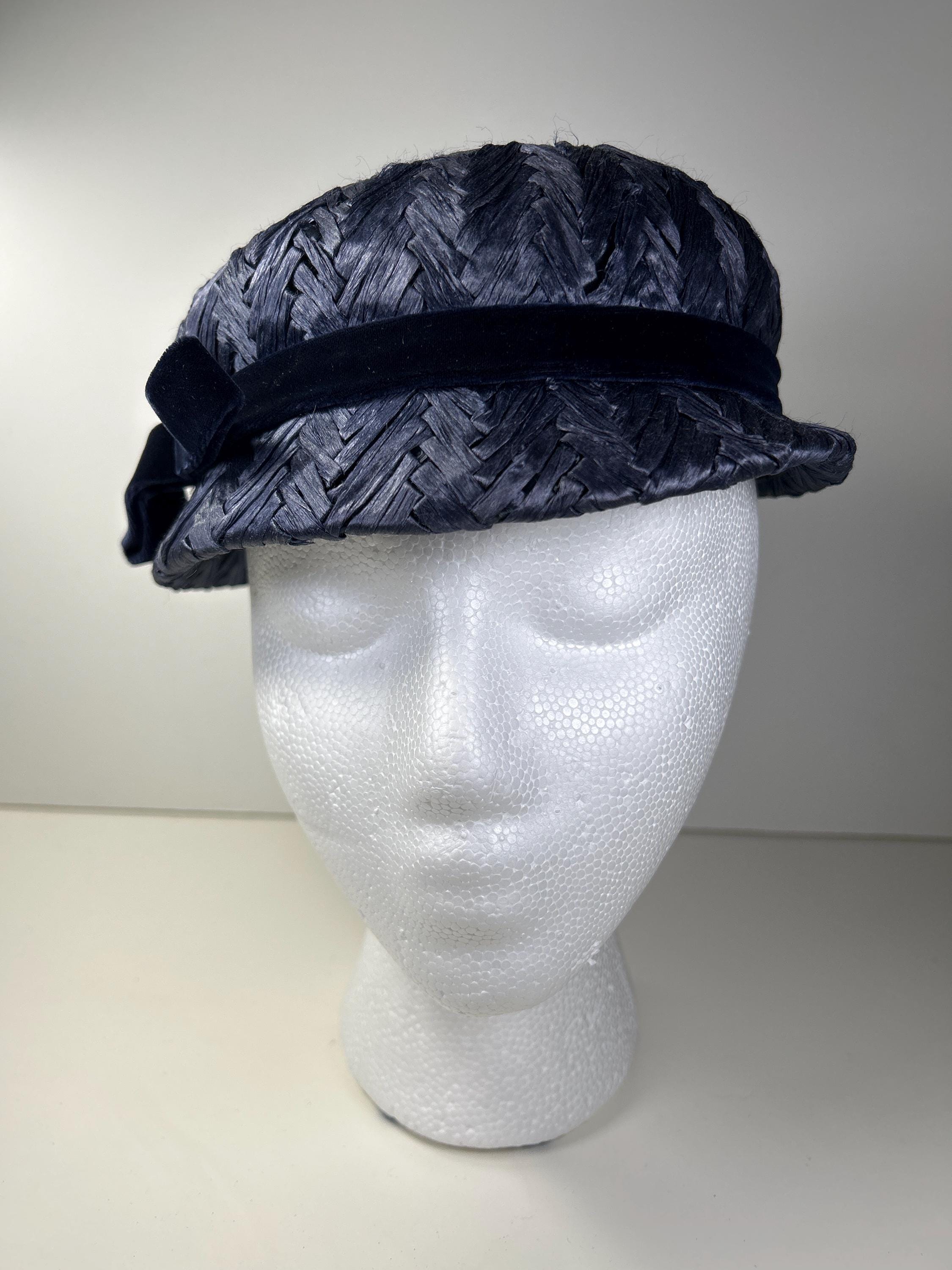 Vintage Navy Velvet Hat - Etsy