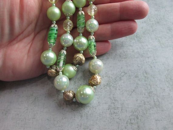 Vintage Japan Minty Seafoam Green and Gold Two St… - image 7