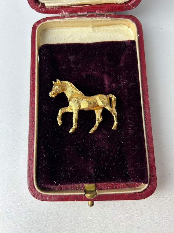 Vintage Napier Gold Tone Horse Brooch - image 1