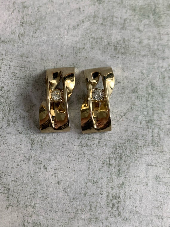 Vintage 80s Pierre Cardin Gold and Rhinestone  Cl… - image 2