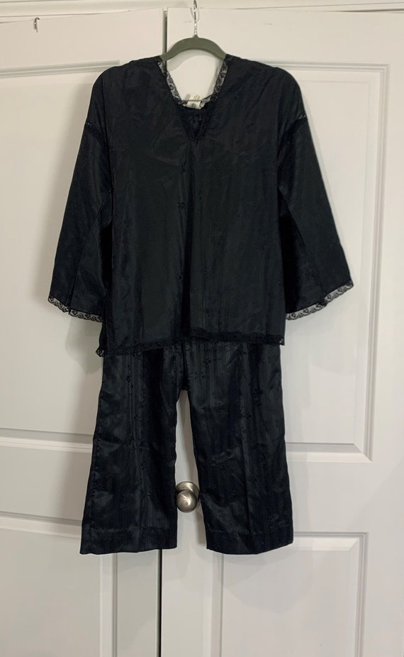 Vintage 70s Christian Dior Lingerie Black Pajama -