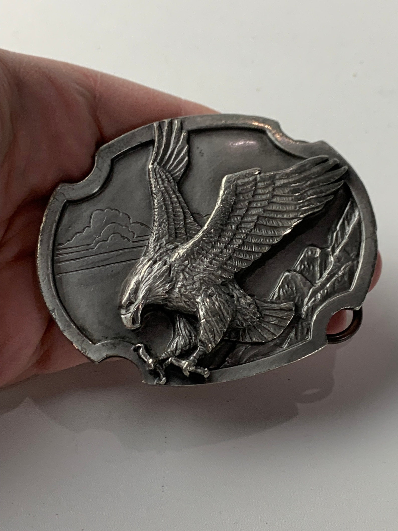 Vintage Eagle Bergamot Brass Works Silver Tone Belt Buckle Etsy