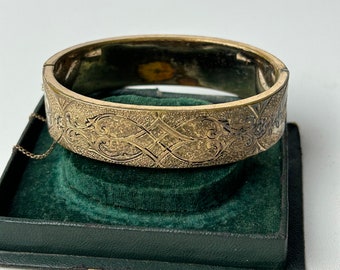 Vintage Taille d&#39;épargne Hinged Bangle Bracelet