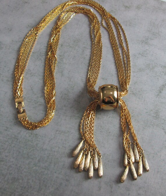 Vintage Long Slide Tassel Gold Plated Necklace Etsy