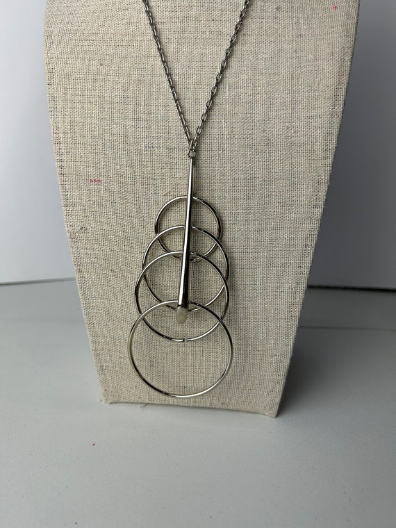 Vintage Silver Articulated Circles Necklace - image 2