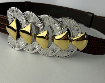 Vintage Alexis Kirk Gold & Silver Tone Statement Belt: Faux 