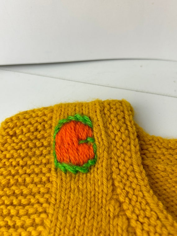Vintage Mustard Yellow Hand Knit Child's Sweater … - image 3