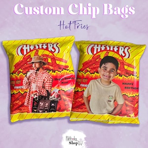 Custom Chip Bags | HOT FRIES | With your Favorite artist, character or even YOURSELF | Filled Bags (1oz) | 1 or 2 Pictures