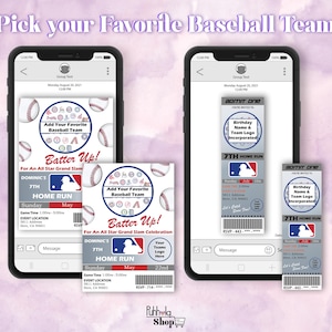 Baseball Invitation | Pick Your Baseball Team | Birthday Invitation | Custom | E Invite | Digital Invitation | Editing is taken care of