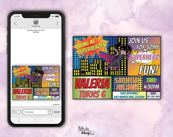 Invitación de cumpleaños de superhéroe: Edición digital incluida