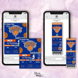 Invitation d'anniversaire sur le thème du basket-ball | Knicks | E Inviter | Faire-part numérique | L'édition est prise en charge