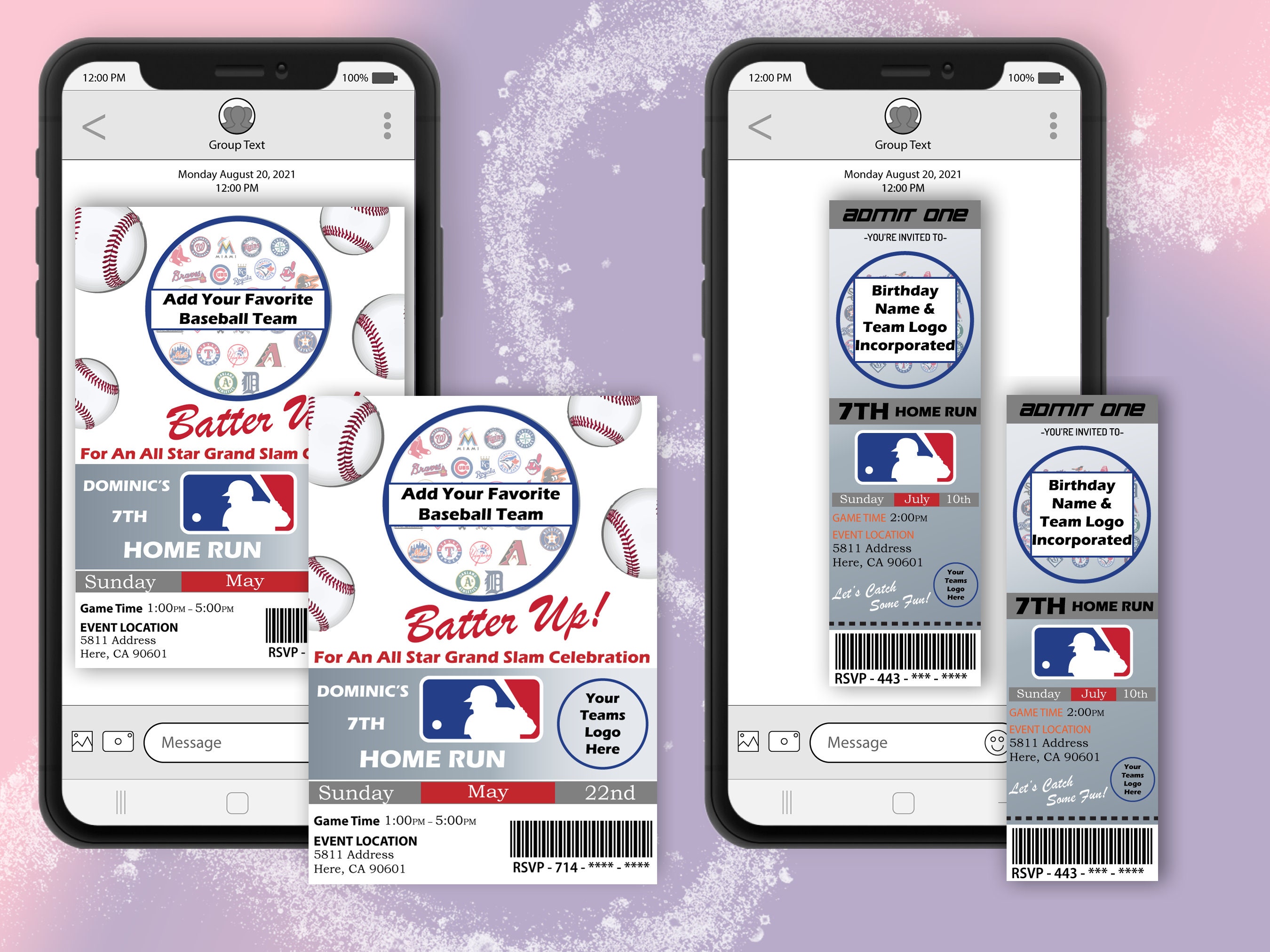 LA Baseball Invitation Pick Your Baseball Team Birthday Invitation Custom E Invite Digital
