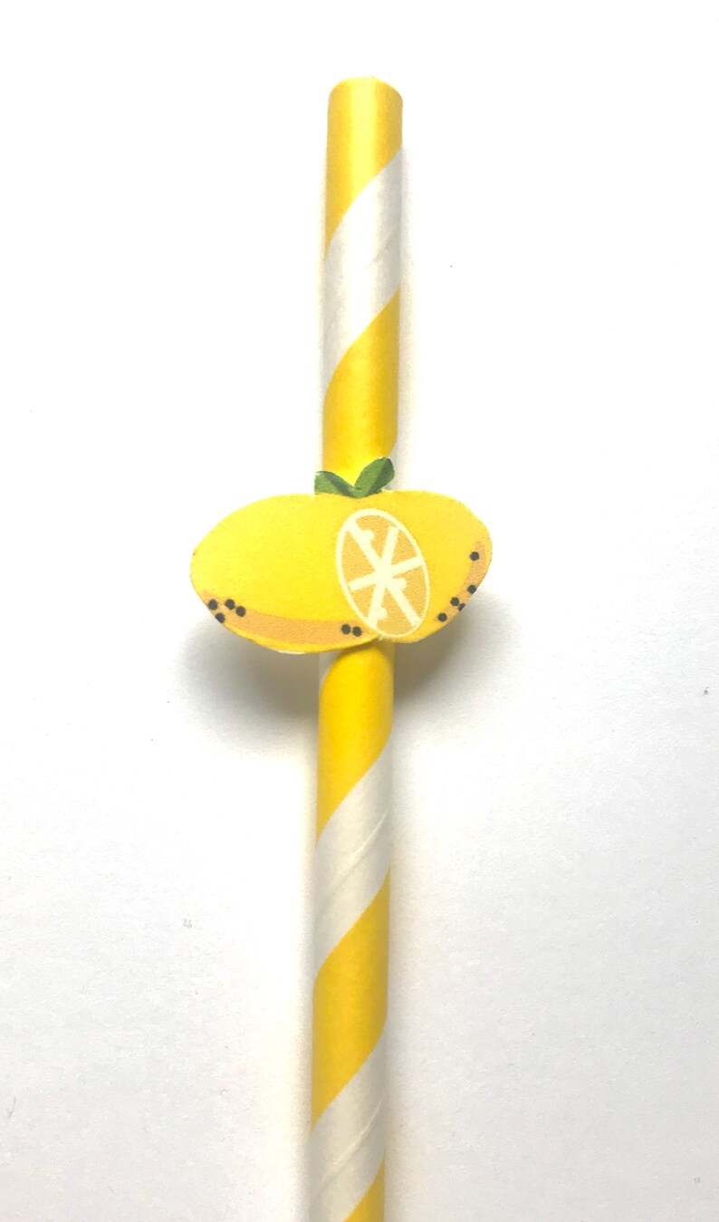 Lemon Straws Set of 12 Paper Straws Lemon Paper Straws Etsy