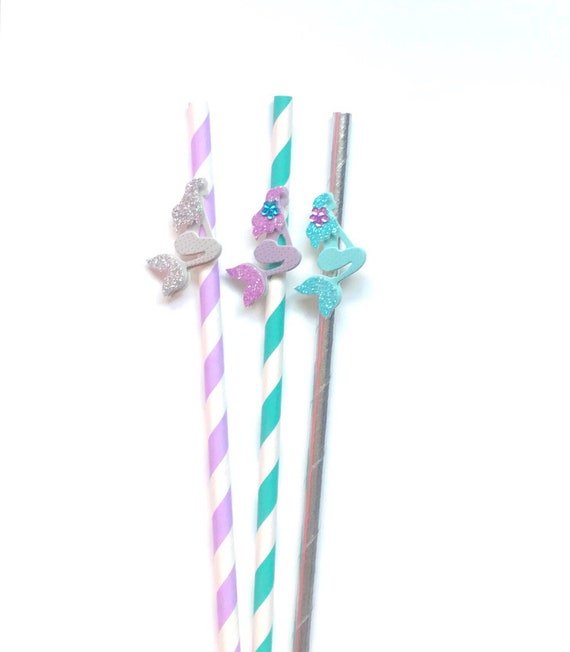 Mermaid Straws Set of 12 Paper Straws Pool Paper Straws Ocean Party Eco  Friendly Paper Straws Paper Straws Mermazing Oasis 