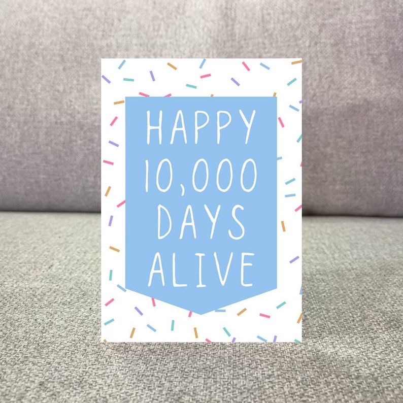 Happy 10000 Days Alive Birthday Card Milestone Card Etsy UK