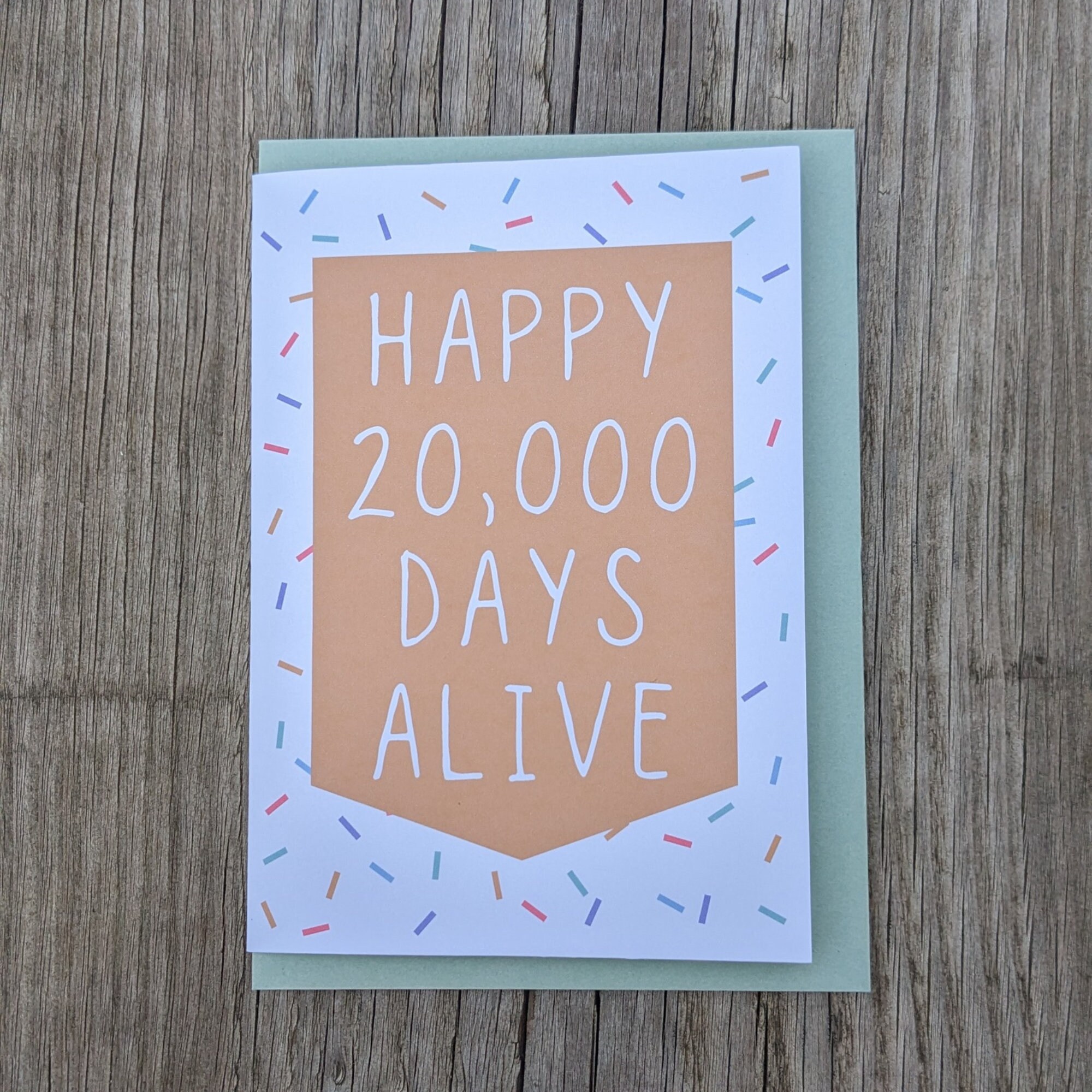 Happy 20,000 Days Alive, Birthday Card, Milestone Card, 20000th