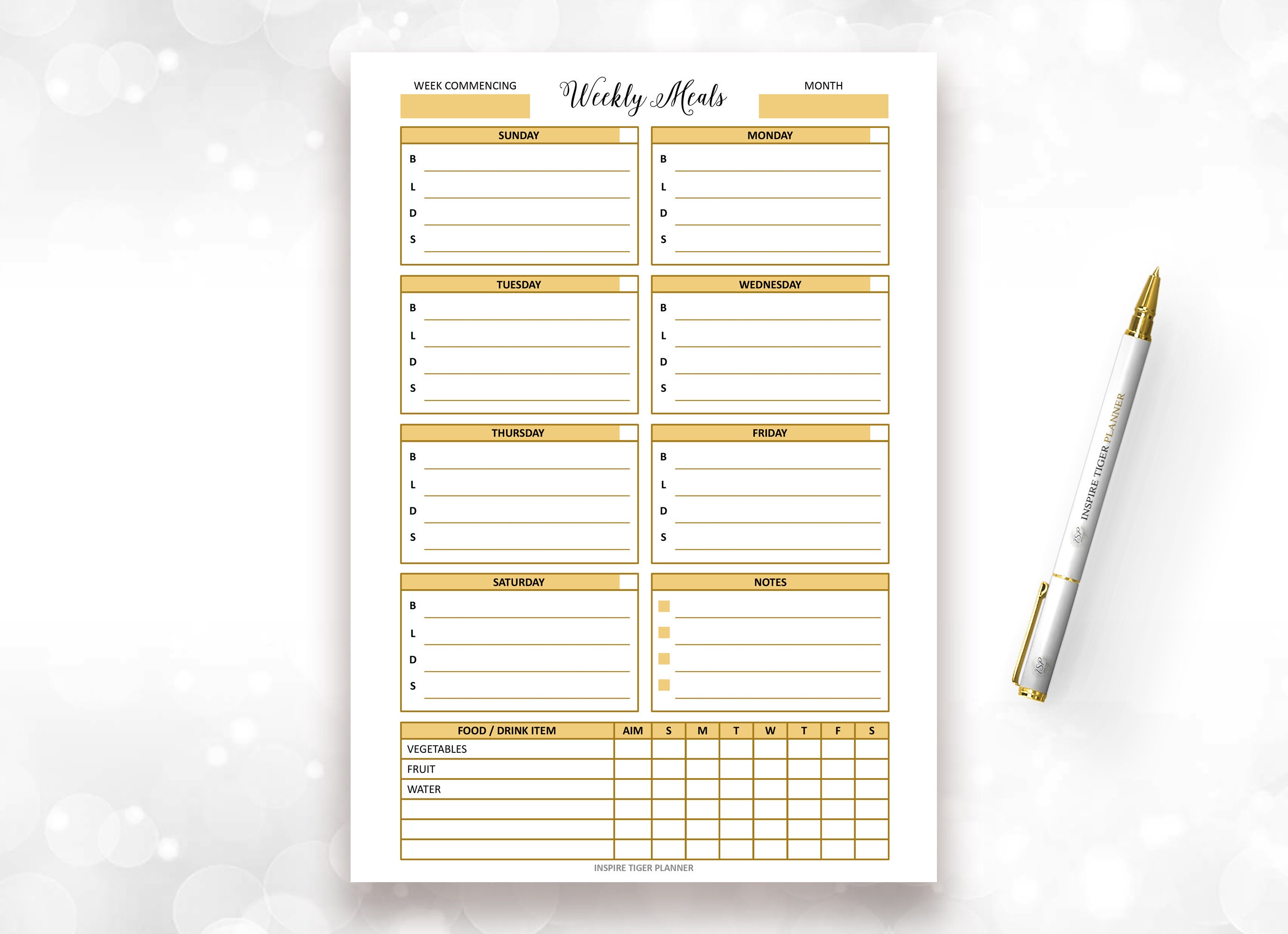 weekly meal planner printable weekly menu planner printable etsy