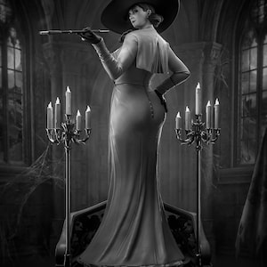 lady dimitrescu black dress 3d lady dimitrescu true form